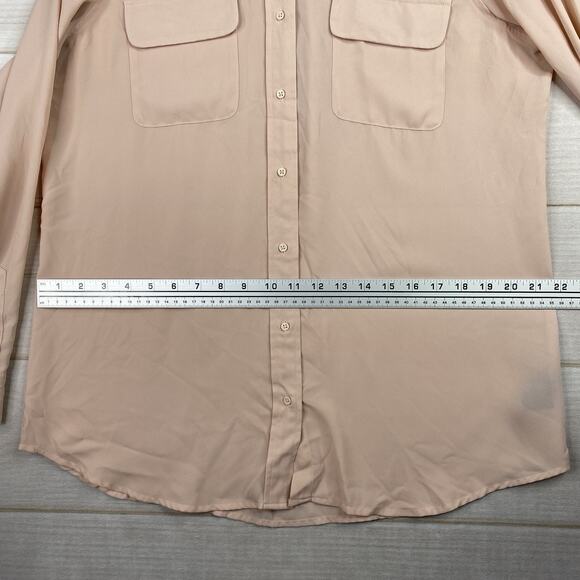 Who What Wear Womens Blouse Sz L Peachy Pink Button Up Flowy Long Sleeve Career - Picture 6 of 10